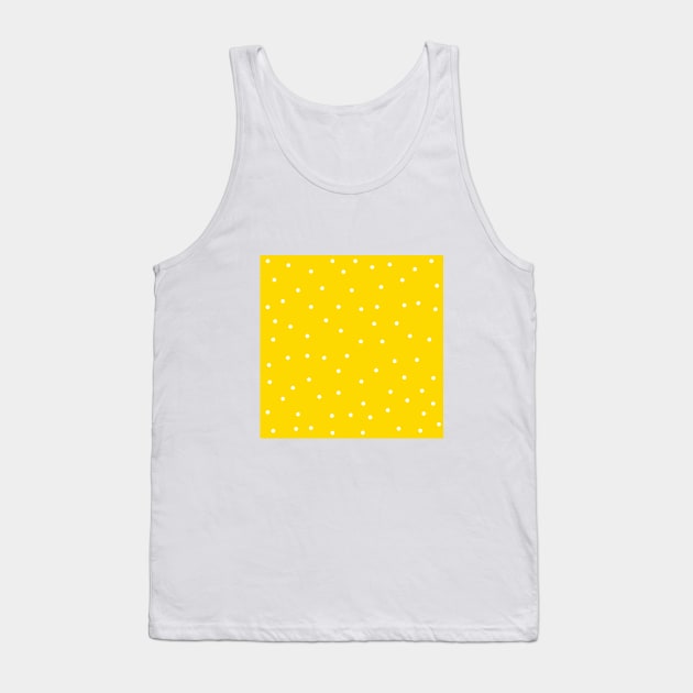 White Polka Dots on Yellow Background Tank Top by Lusy